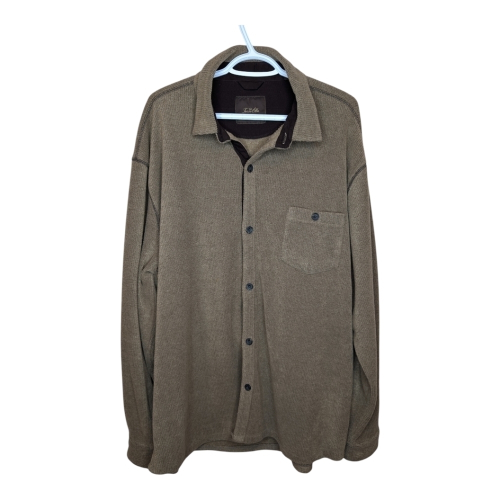Vintage Tasso Ella Brown Button Down Collared Fleece Sweater Jacket XXL Mens